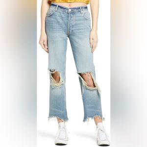 We the Free Maggie Straight Leg Cropped Distressed Jeans, Size 24